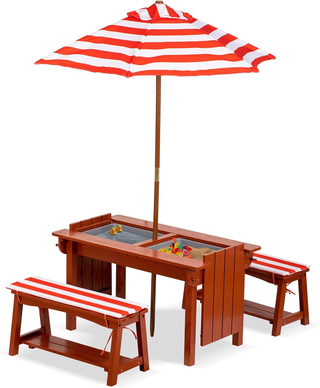 Kids Picnic Table with Umbrell - Kids Outdoor Bench With Umbrella avaliação e preço