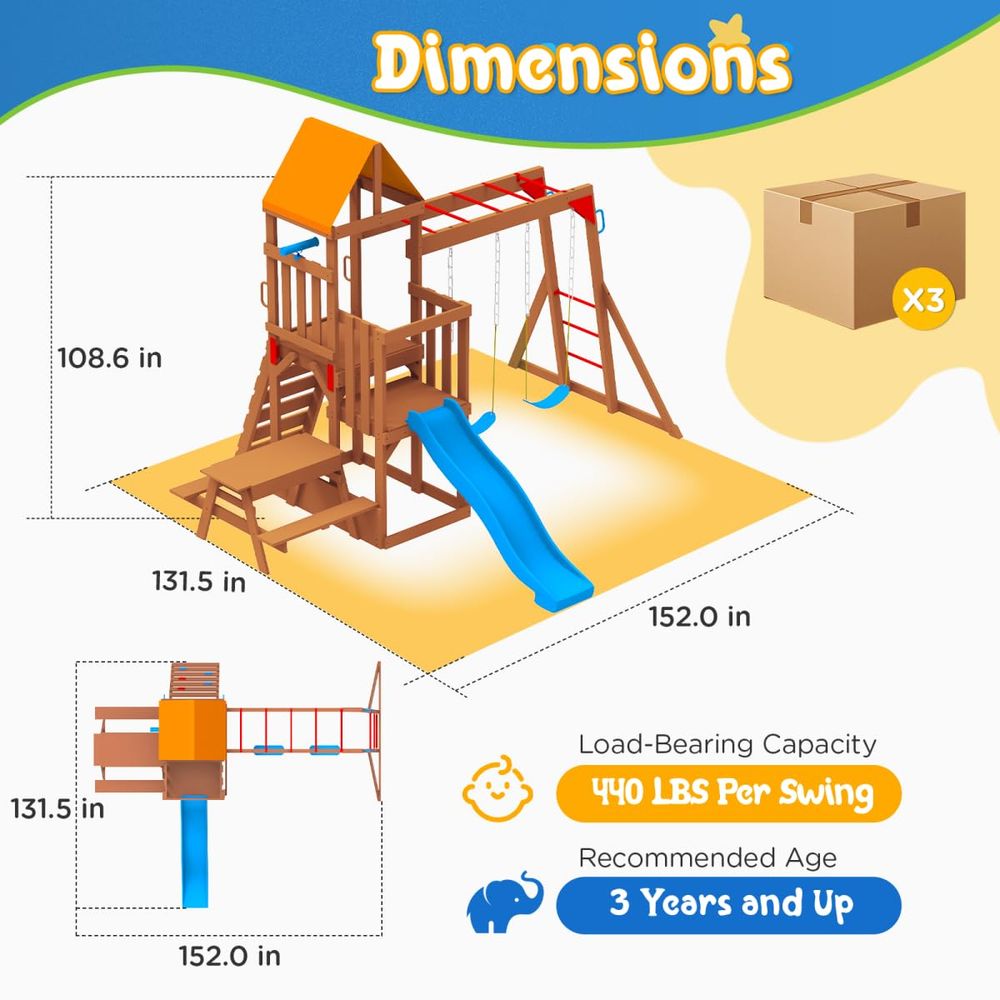 Playground Cedar Wooden Swing  - Kids Outdoor Monkey Bar Set avaliação e preço