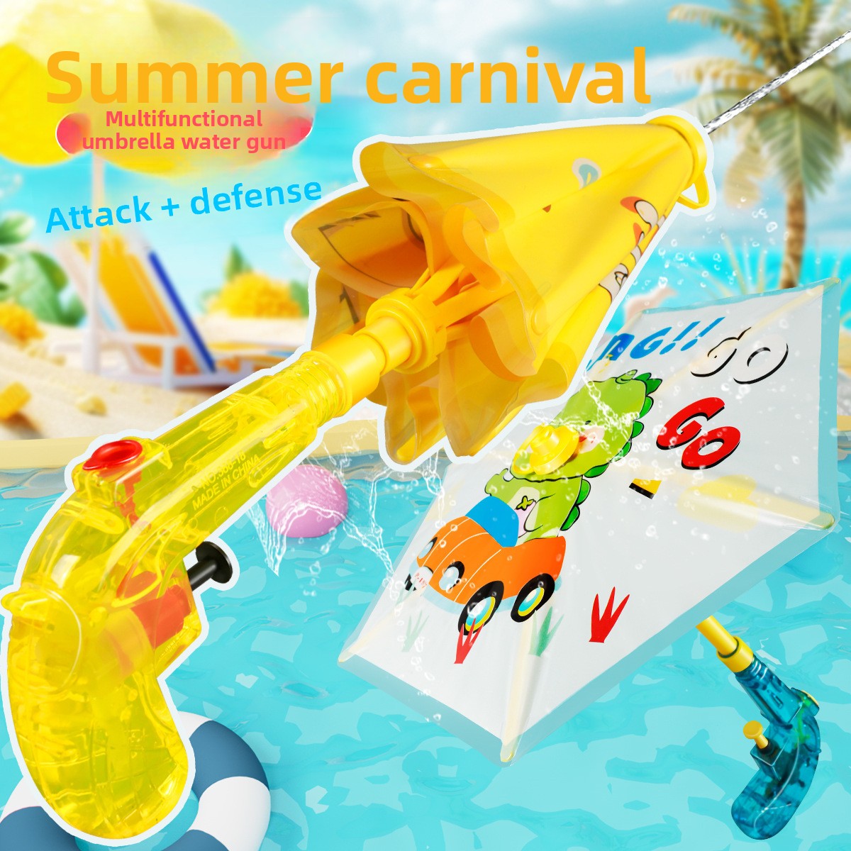 Cartoon Umbrella Water Gun Ado - Kids Outdoor Umbrella avaliação e preço